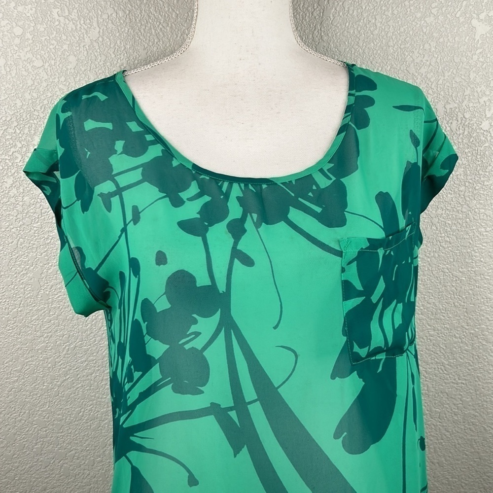 Old Navy Green Sheer Tropical Print Swimsuit Cover-Up Dress Size Medium - Picture 2 of 7